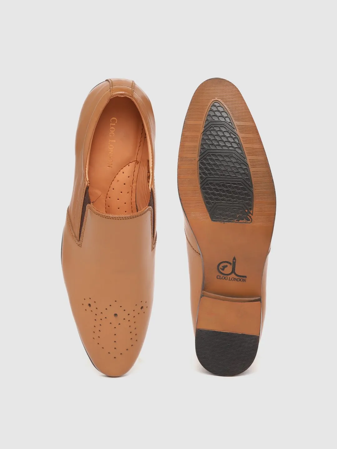 Leather Brogue Slip On Shoes