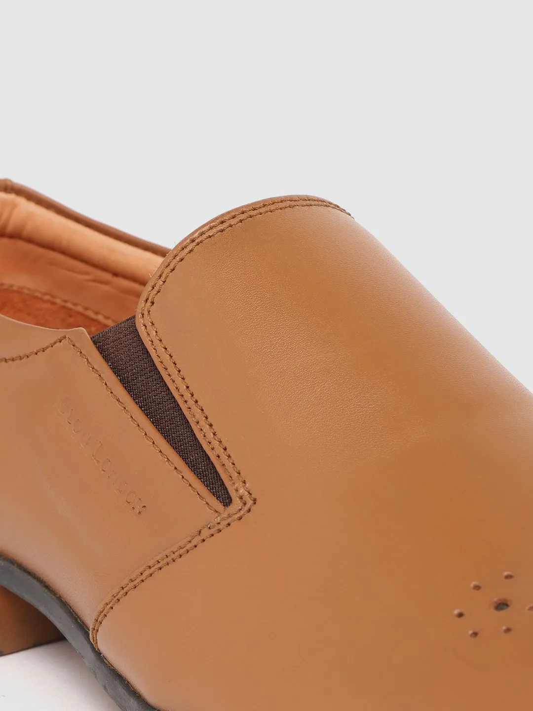 Leather Brogue Slip On Shoes