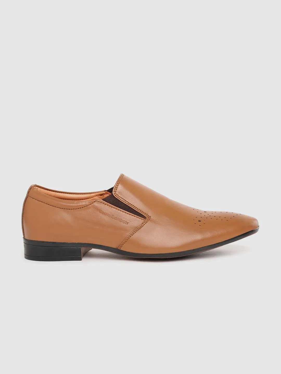 Leather Brogue Slip On Shoes