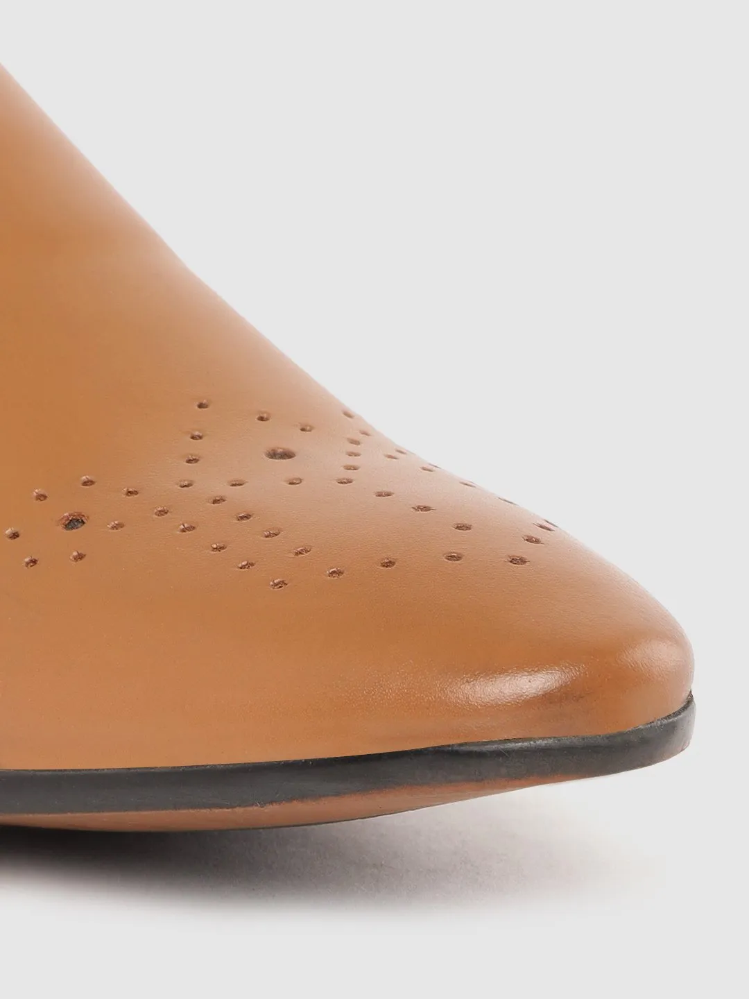 Leather Brogue Slip On Shoes