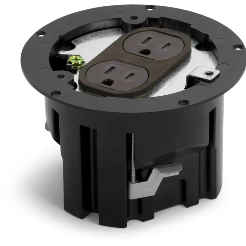 Lew Electric Decorative Floor Box Kit (Screw Plugs & Flip Lids) (Matte Black, Round - Flip Lids)