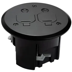 Lew Electric Decorative Floor Box Kit (Screw Plugs & Flip Lids) (Matte Black, Round - Flip Lids)