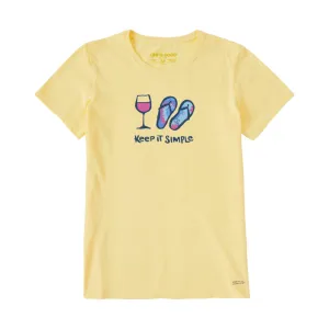 Life Is Good Women's Tie Dye Wine and Flip Flops Crusher Lite Tee - Sandy Yellow FINAL SALE