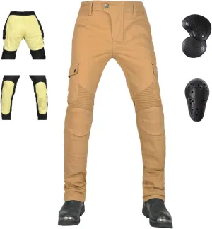 LOMENG Motorcycle Riding Pants Motorbike Motocross Cycling Jeans Safety CE Knee Hip Removable Armored All Seasons for Men