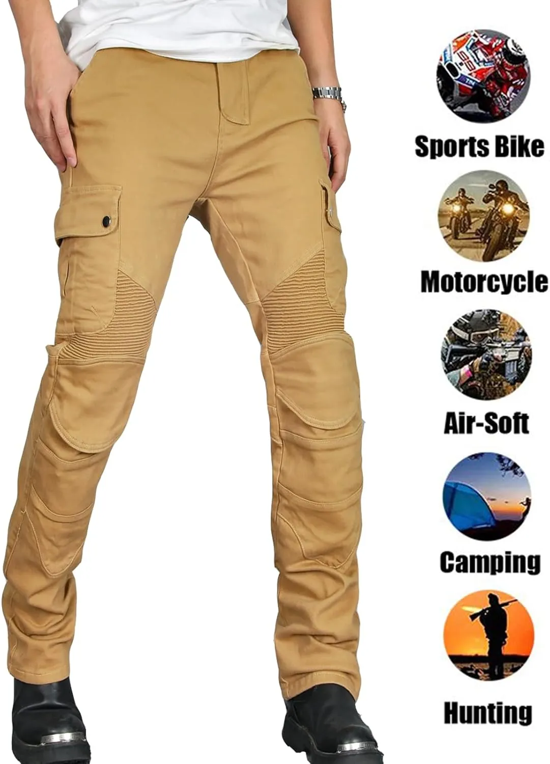 LOMENG Motorcycle Riding Pants Motorbike Motocross Cycling Jeans Safety CE Knee Hip Removable Armored All Seasons for Men