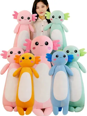 Long Axolotl Plush Pillow, Green Axolotl Stuffed Animal for Girls and Boys Salamander Plush Toy Gift for Christmas (Green, 100cm/39.37inch)