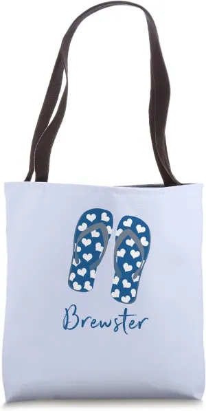Love Heart Brewster Loves Cape Cod Hearts Beach Flip Flops Tote Bag