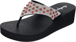 Lowkeyray Women's Rhinestone Flip-Flop Sandals