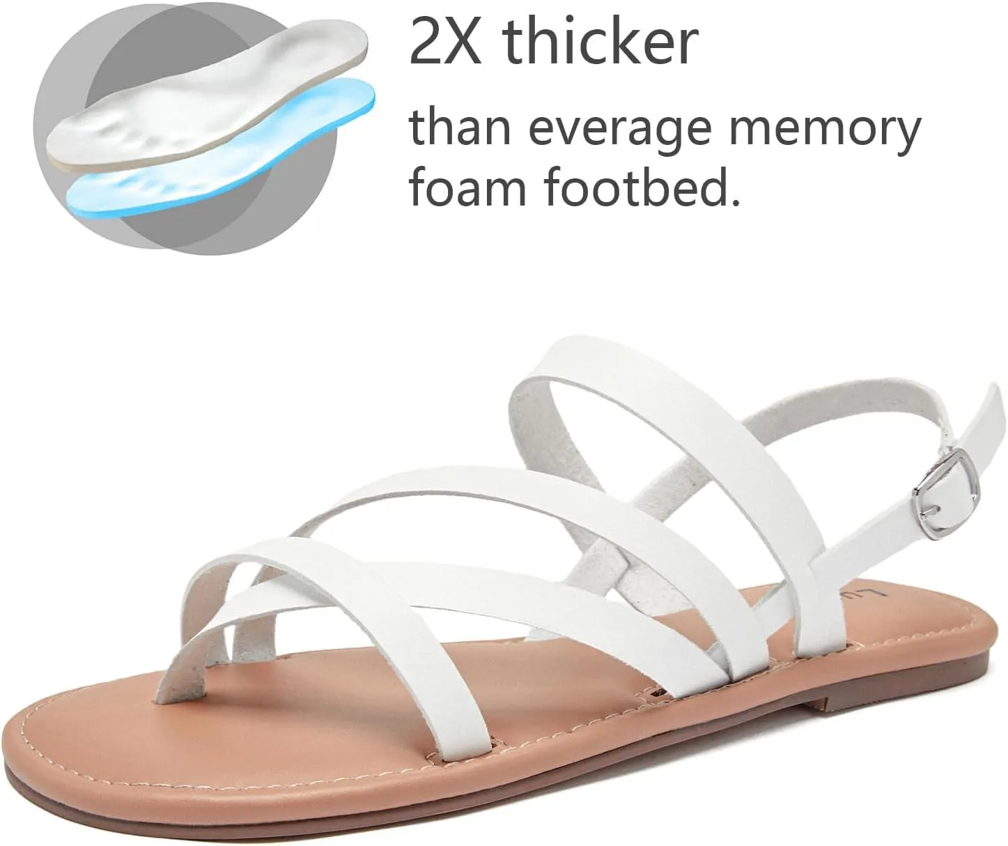 Luoika Women's Wide Width Flat Sandals, Flip Flop Casual Strapy Sandals Slip on Summer Beach Shoes for Women.