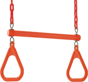 Machrus Swingan Trapeze Swing Bar with Vinyl Coated Chain - Fully Assembled - Orange