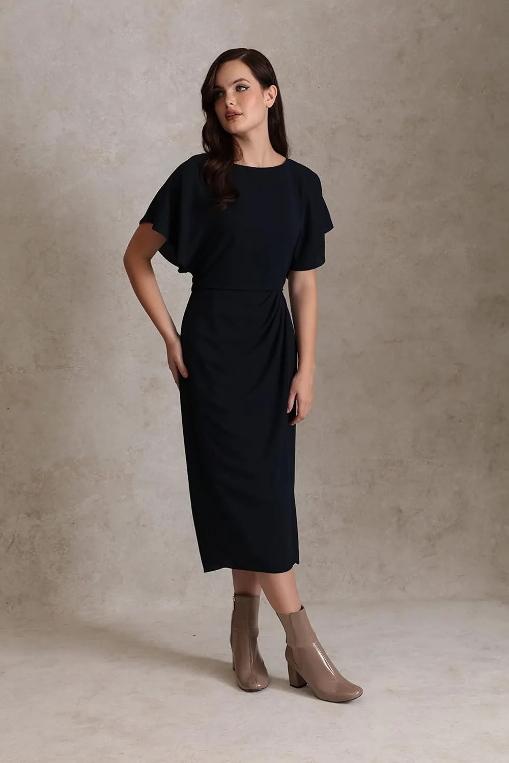 Maggy London Women's Boat Neck Flutter Sleeve Dress Occasion Event Guest of
