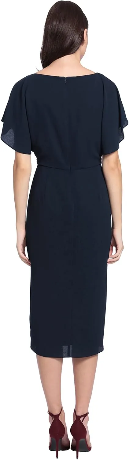 Maggy London Women's Boat Neck Flutter Sleeve Dress Occasion Event Guest of
