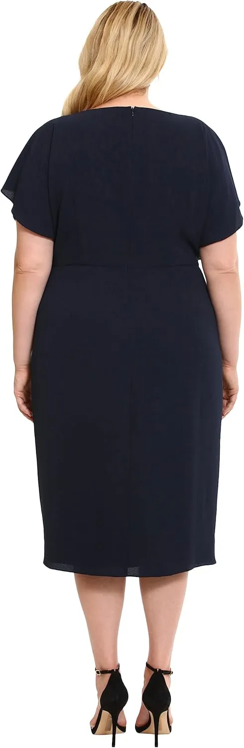 Maggy London Women's Boat Neck Flutter Sleeve Dress Occasion Event Guest of