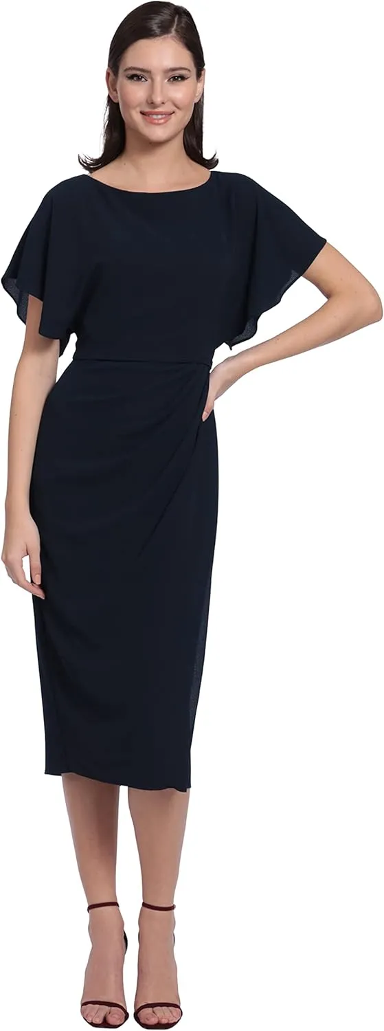 Maggy London Women's Boat Neck Flutter Sleeve Dress Occasion Event Guest of