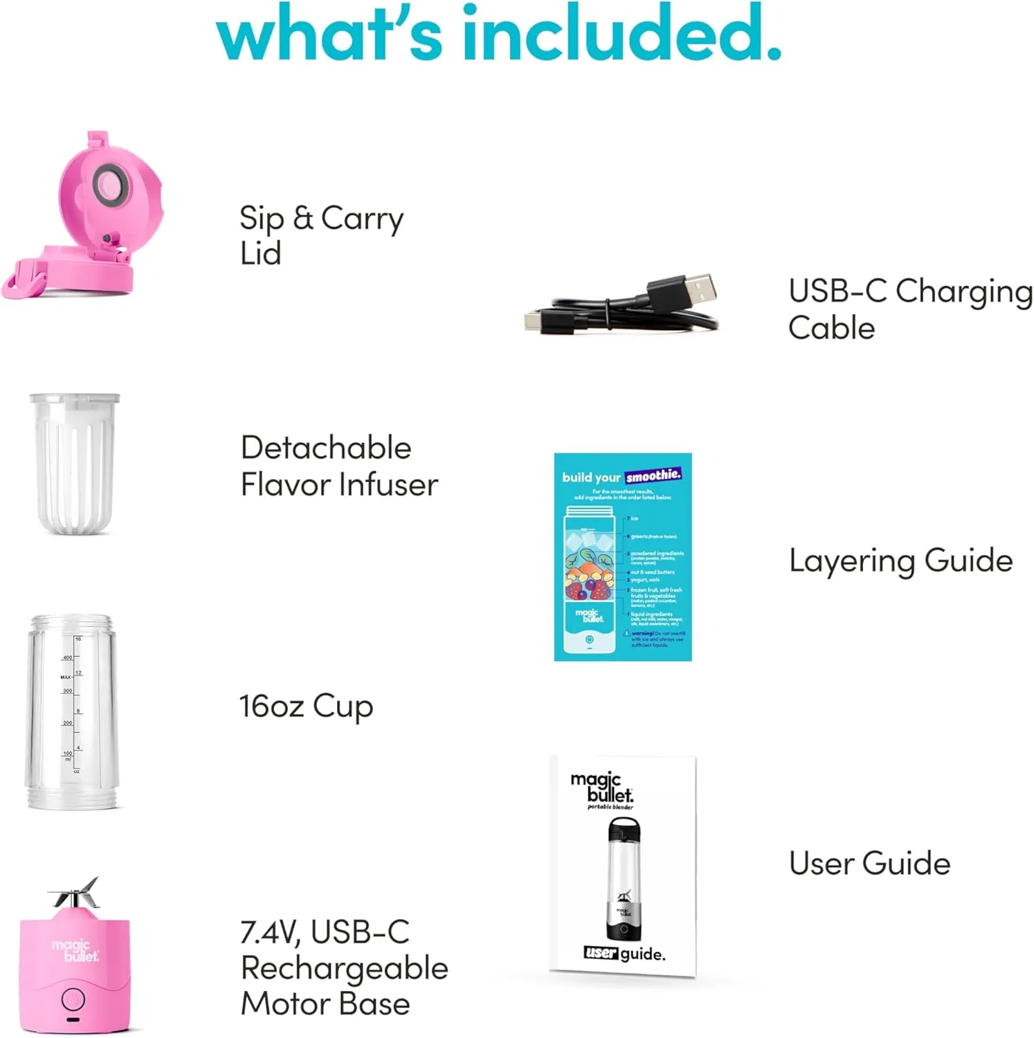 magic bullet Portable Blender MBPB50100FP Flamingo Pink