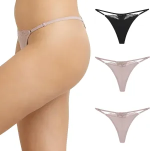 Maidenform Women's M Adjustable String Thong Underwear, No show Panties, Multi-way Straps, 3 pack