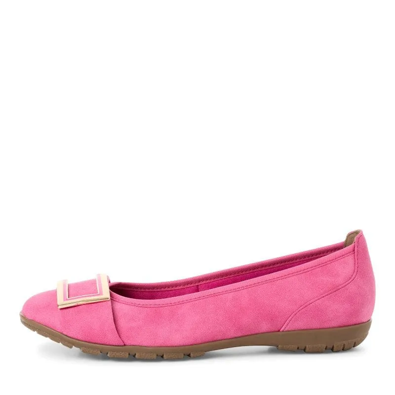 Marco Tozzi Womens Pink Suede Slip-On Flat 2-22111-44