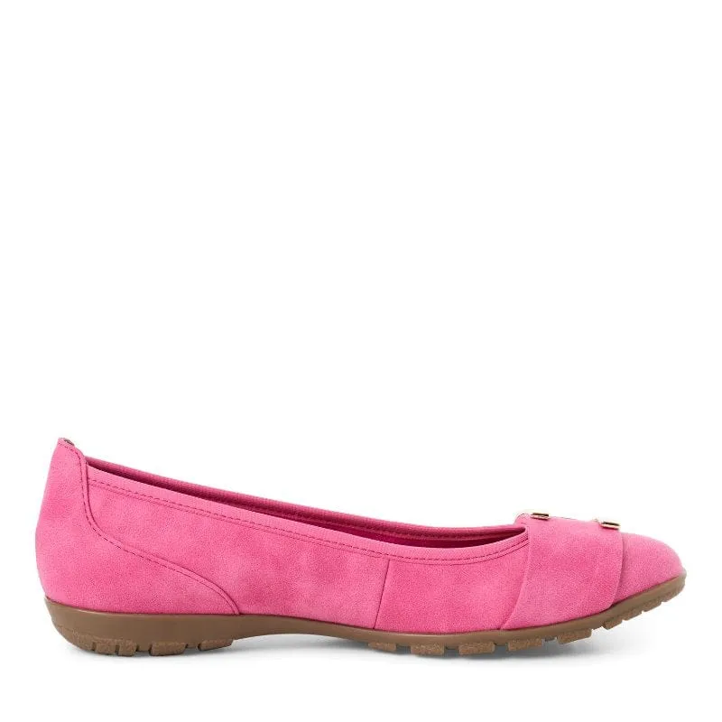 Marco Tozzi Womens Pink Suede Slip-On Flat 2-22111-44