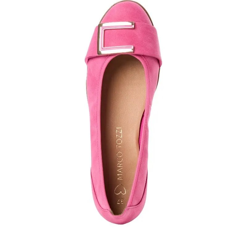 Marco Tozzi Womens Pink Suede Slip-On Flat 2-22111-44
