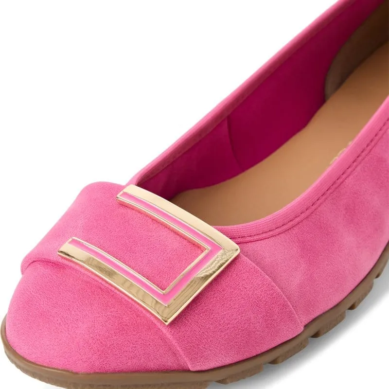 Marco Tozzi Womens Pink Suede Slip-On Flat 2-22111-44