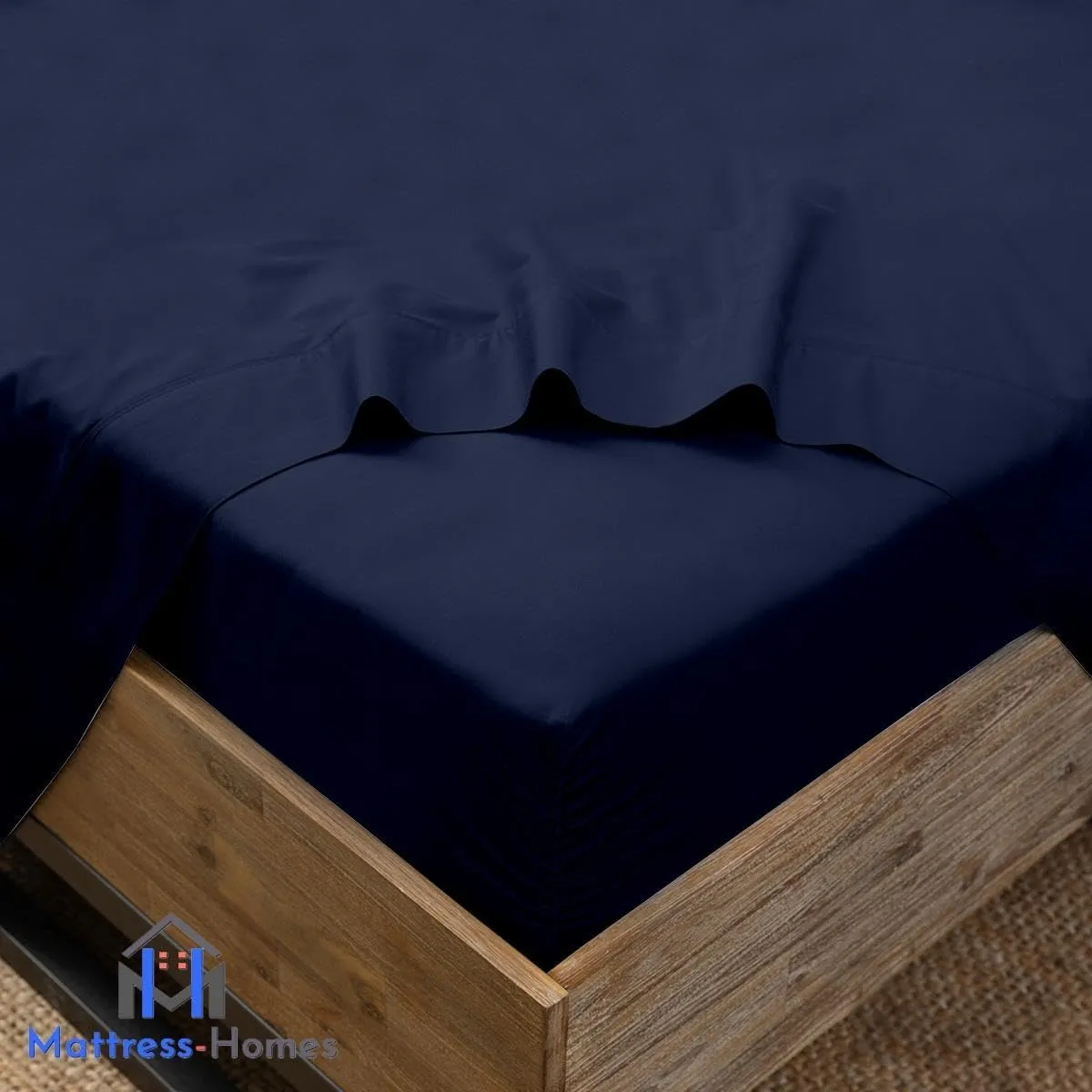 Mattress-Homes Split Head King 34" Sheet Set, 4-Piece Extra Soft Cooling Bed Sheets, Brushed Microfiber, Deep Pockets up to 16", Wrinkle, Fade & Stain Resistant (Navy Blue, Split Head King 34")