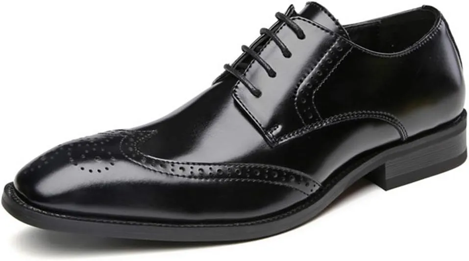 Men's Business Shoes, Formal Shoes Lace-up Derby Brogues Handmade Cowhide Shoes Walking Party Banquet Urban,Brown-43/UK 8.5/US 9