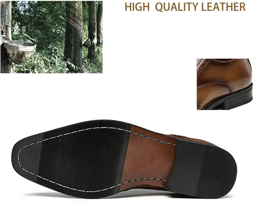 Men's Business Shoes, Formal Shoes Lace-up Derby Brogues Handmade Cowhide Shoes Walking Party Banquet Urban,Brown-43/UK 8.5/US 9