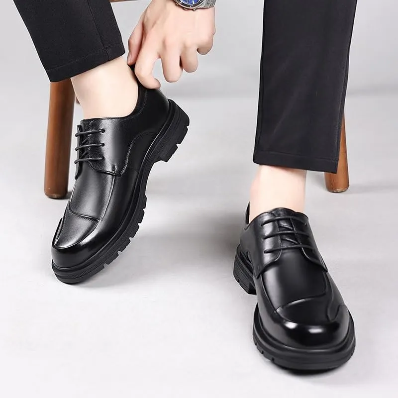 Men's Classic Lace Up Low Top Leather Dress Shoes Men Dressy Suit Tuxedo Metal Shoelaces Weeding Prom Derby Shoes