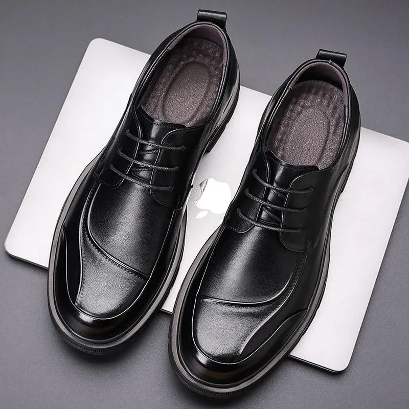 Men's Classic Lace Up Low Top Leather Dress Shoes Men Dressy Suit Tuxedo Metal Shoelaces Weeding Prom Derby Shoes