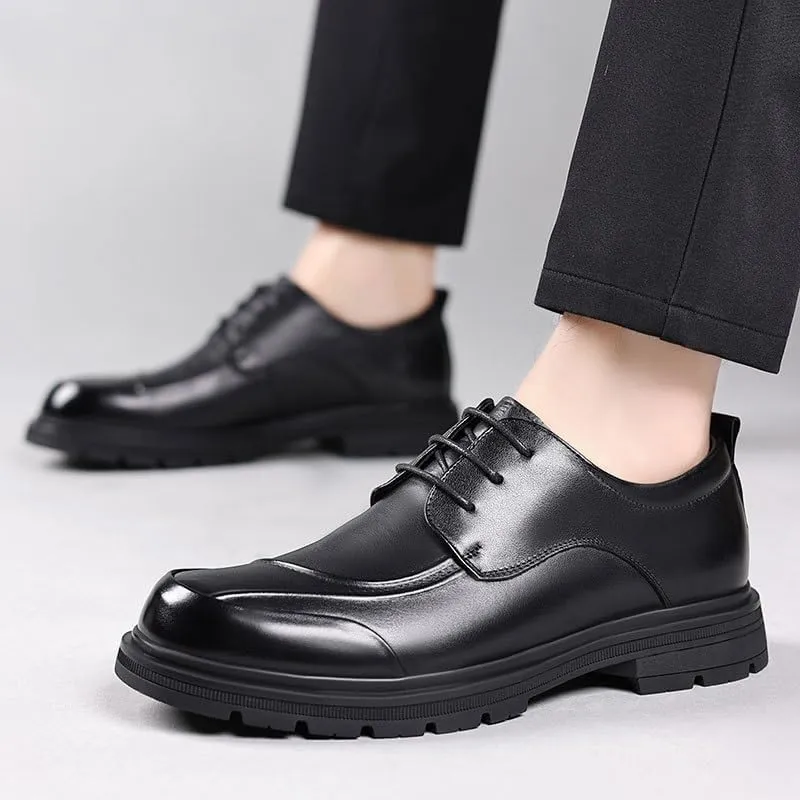 Men's Classic Lace Up Low Top Leather Dress Shoes Men Dressy Suit Tuxedo Metal Shoelaces Weeding Prom Derby Shoes