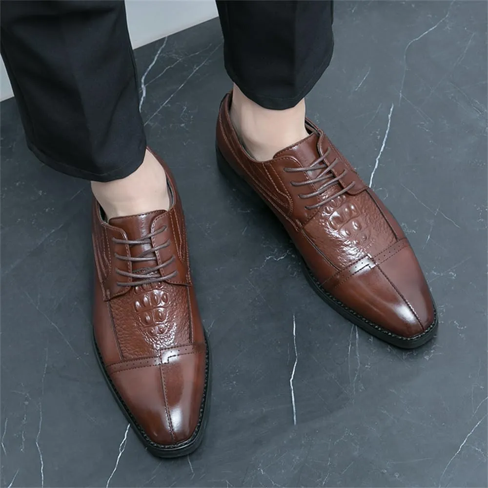 Men's Crocodile Pattern Dress Oxford Shoes Classic Cap Toe Derby Shoes Fashion Business Formal Shoes