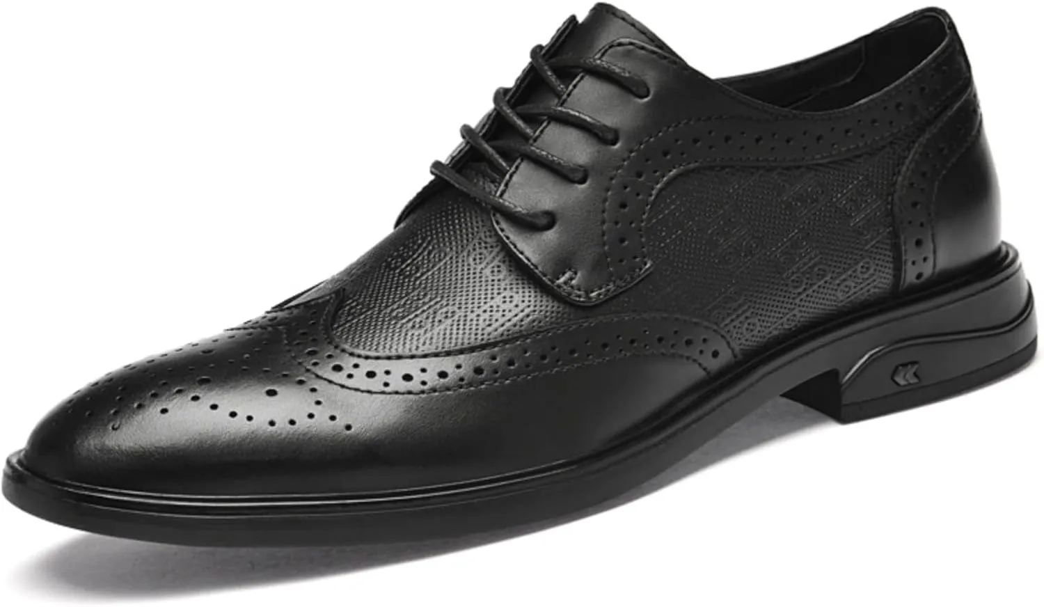 Men's Dress Cowhide Leather Oxford Shoes – Wingtip Brogue Derby Style for Formal Business, Weddings & Proms Parties Black Khaki Grey