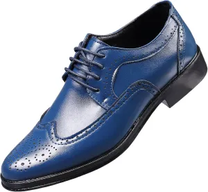 Men's Dress Oxfords Classic Lace Up Wing Tip Brogue Leather Shoes Business Formal Derby Shoes