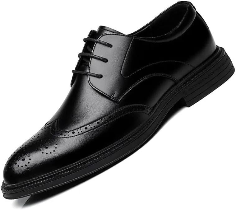 Men's Dress Shoes Mens Fashion Classic Lace Up Leather Low Derby Shoes Casual Business Oxford Shoes for Men(Black,7.5)