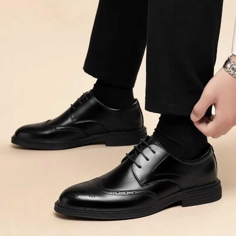 Men's Dress Shoes Mens Fashion Classic Lace Up Leather Low Derby Shoes Casual Business Oxford Shoes for Men(Black,7.5)