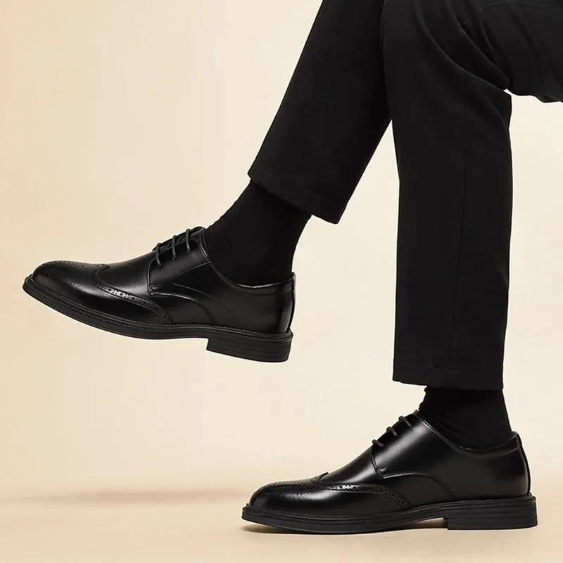 Men's Dress Shoes Mens Fashion Classic Lace Up Leather Low Derby Shoes Casual Business Oxford Shoes for Men(Black,7.5)