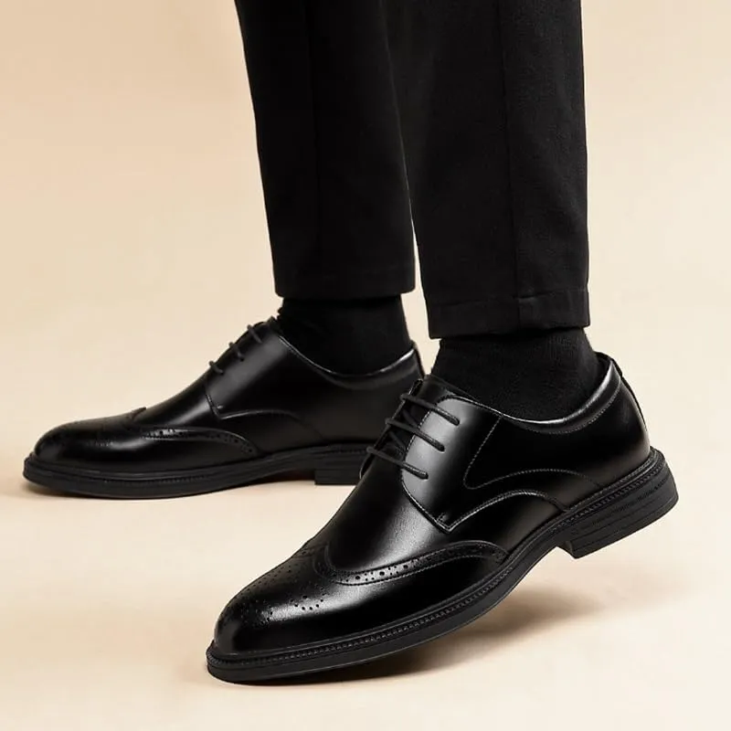 Men's Dress Shoes Mens Fashion Classic Lace Up Leather Low Derby Shoes Casual Business Oxford Shoes for Men(Black,7.5)