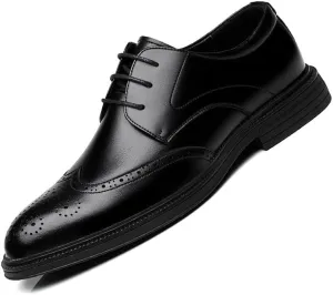 Men's Dress Shoes Mens Fashion Classic Lace Up Leather Low Derby Shoes Casual Business Oxford Shoes for Men(Black,7.5)
