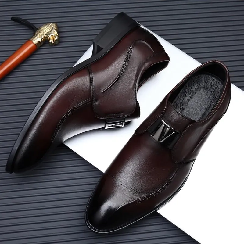 Men's Dress Shoes Slip-On Business Oxfords Shoes Casual Leather Sole Men Suit Shoes
