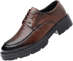 Men's Fashion Classic Pointed Toe Lace Up Low Top Dress Shoes Men' Leather Platform Formal Derby Shoes