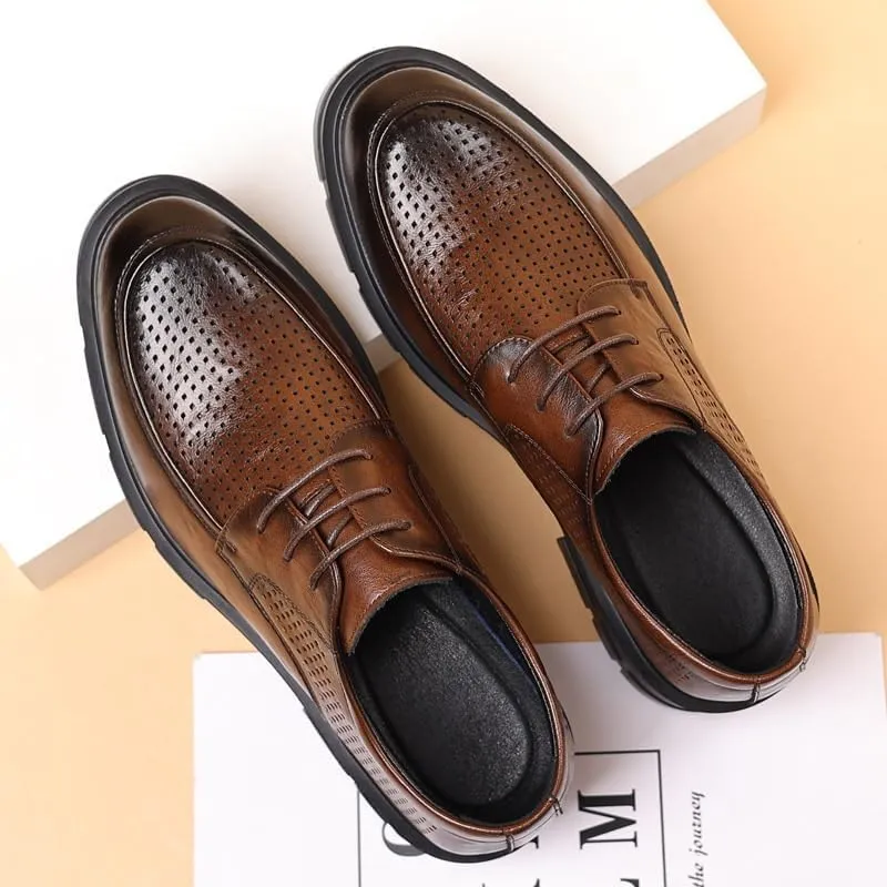 Men's Fashion Classic Pointed Toe Lace Up Low Top Dress Shoes Men' Leather Platform Formal Derby Shoes