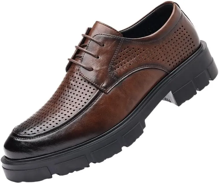 Men's Fashion Classic Pointed Toe Lace Up Low Top Dress Shoes Men' Leather Platform Formal Derby Shoes