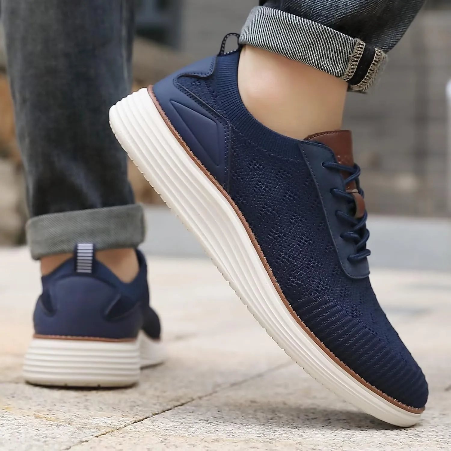 Men's Fashion Dress Sneakers Mesh Oxfords Business Casual Walking Shoes Knit Lightweight Tennis Footwear
