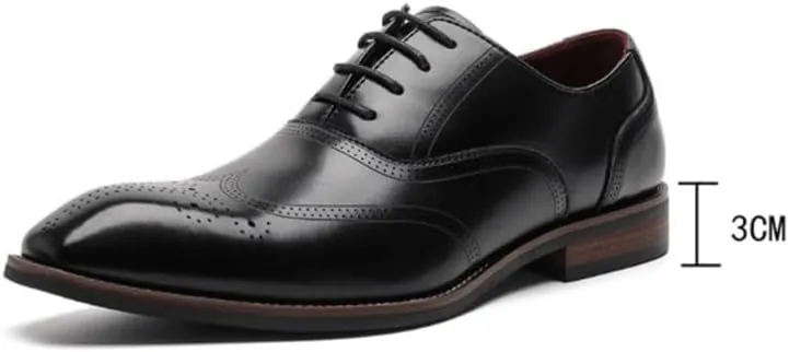 Men's Fashion Wingtip Brogue Shoes Men Leather Lace Up Oxford Shoes Comfortable Soft Derby Shoe for Men(Black,9)