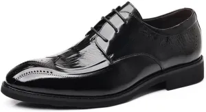 Men's Faux Patent Leather Classic Lace-up Oxford Shoes - Comfort Business Derby Shoes for Men
