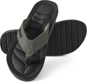Mens Flip Flops - Comfort Arch Support Slides - Memory Foam Slip On Beach Sandals - Waterproof Open Toe Thong Slippers Summer Footwear