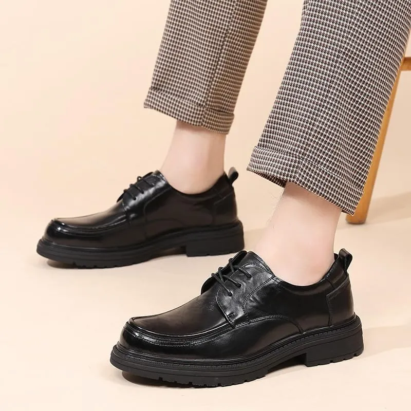 Men's Formal Business Leather Oxfords Men Comfort Hand Stitched Breathable Leather Derby Shoes
