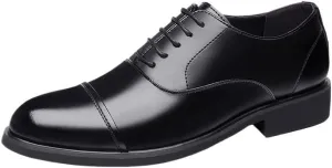 Men's Formal Derby Shoes Men Genuine Leather Lace Up Oxfords Comfort Wide Round Toe Non-Slip Dress Shoes