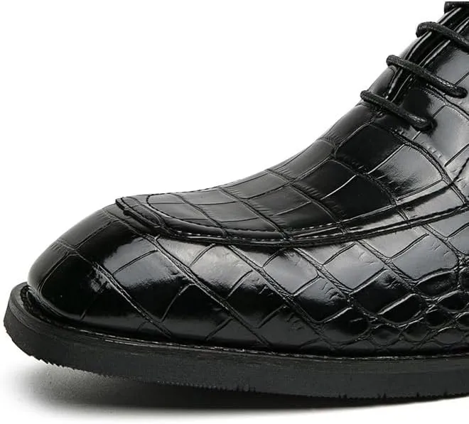Men's Genuine Leather Oxford Shoes - Low Top Formal Business Dress Shoes with Soft Rubber Sole, Non-Slip Waterproof Derby Style