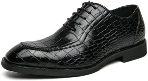 Men's Genuine Leather Oxford Shoes - Low Top Formal Business Dress Shoes with Soft Rubber Sole, Non-Slip Waterproof Derby Style